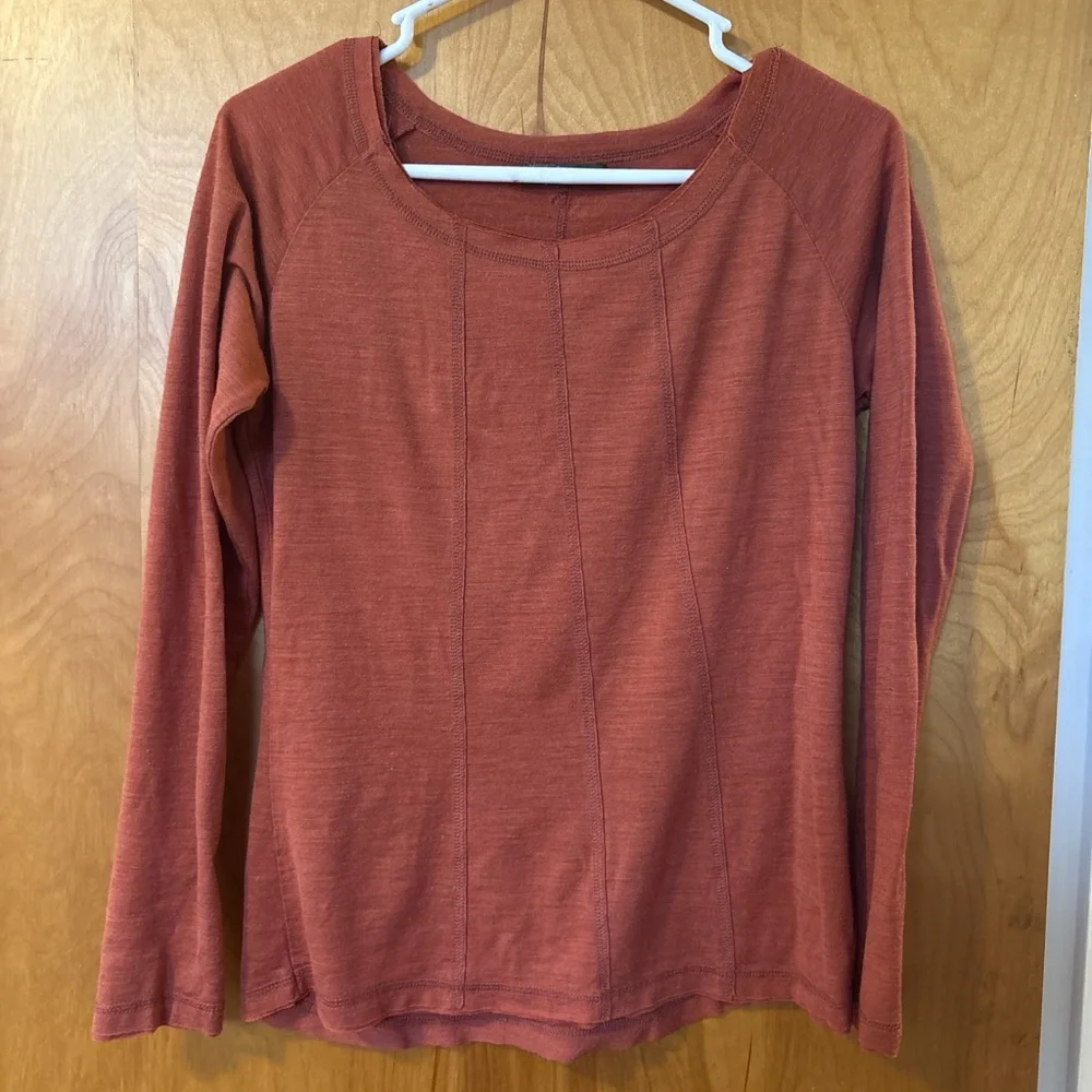 Prana Women's Long-Sleeve Crewneck Top in Rust - Picture 2 of 5